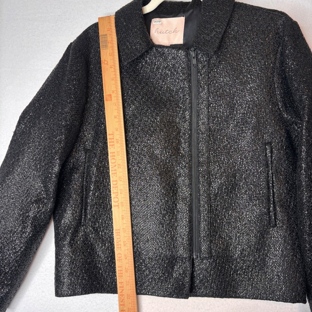 Free People Hutch Black Tweed Foil Jacket Blazer Size Medium - Picture 10 of 11